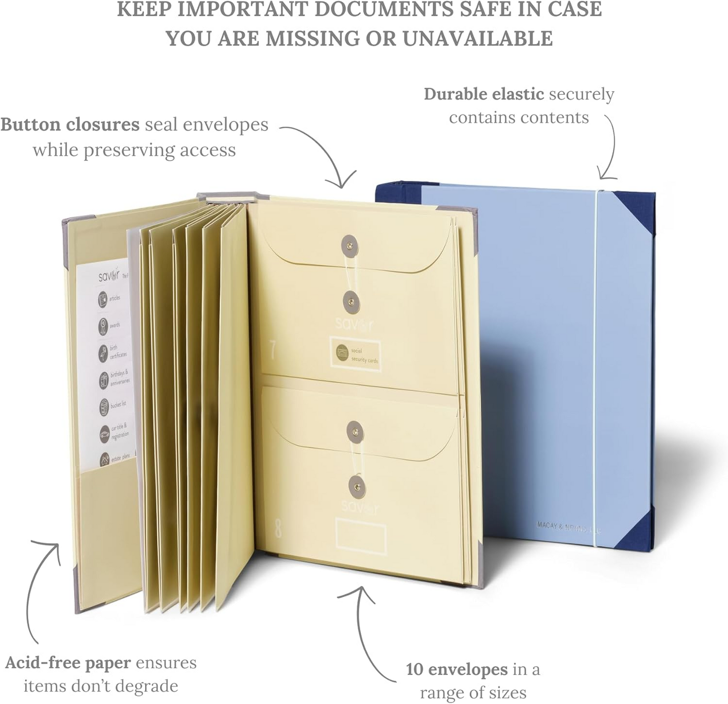 2025 Edition The Folio™ Document Organizer | Custom Dyed Cloth-Bound Expanding File for Important Papers, Passports, Birth Certificates & More | Ideal for Home Organization & Graduation Gift